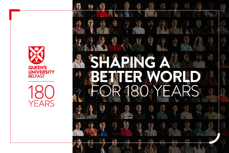 Event graphic promoting 180 Years of Queen's branding with the text reading: